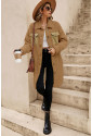 Beige Contrast Flap Pocket Single Breasted Teddy Coat