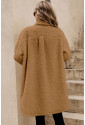 Beige Contrast Flap Pocket Single Breasted Teddy Coat