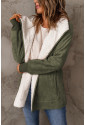 Green Faux Suede Fleece Lined Open Front Jacket