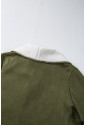 Green Faux Suede Fleece Lined Open Front Jacket