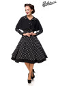 Black Dotted Swing Dress with Cape 