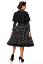 Black Dotted Swing Dress with Cape 