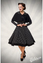 Black Dotted Swing Dress with Cape 