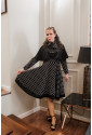 Black Dotted Swing Dress with Cape 