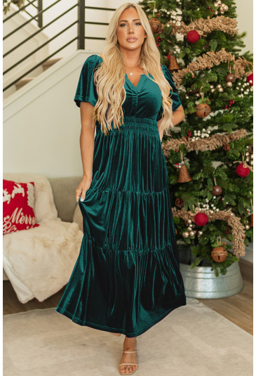 Evergreen Velvet Maxi Dress