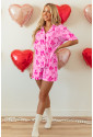 Pink Bow Print Half Sleeve Shirt and Shorts Pajamas Set