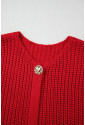 Red Solid Textured Knit Side Pockets Buttoned Sweater Vest