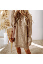 Parchment Cable Knit Drop Shoulder Loose Fit Sweater Dress