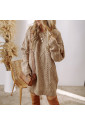 Parchment Cable Knit Drop Shoulder Loose Fit Sweater Dress