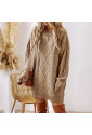 Parchment Cable Knit Drop Shoulder Loose Fit Sweater Dress