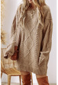 Parchment Cable Knit Drop Shoulder Loose Fit Sweater Dress