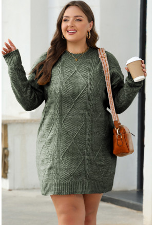 Cable Knit Drop Shoulder Loose Fit Sweater Dress