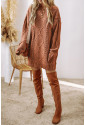 Cable Knit Drop Shoulder Loose Fit Sweater Dress