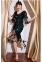 Elegant green vintage flapper Gatsby seqiuns dress