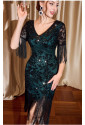 Elegant green vintage flapper Gatsby seqiuns dress