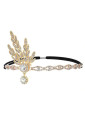 Art deco Gatsby flapper gold rhinestones headband