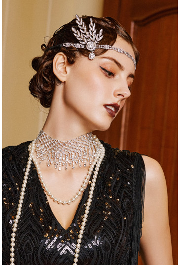 Art deco Gatsby flapper rhinestones headband