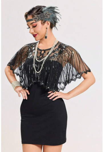 Sequin Embellished Gatsby Art deco Shawl Bolero