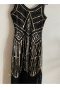 1920s Vintage Sleeveless V Neck Sequin Art Deco Dress