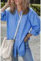 Blue Boyfriend Chest Pocket Tunic Shirt