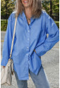 Blue Boyfriend Chest Pocket Tunic Shirt