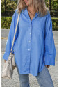 Blue Boyfriend Chest Pocket Tunic Shirt