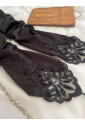 Black long satin gloves