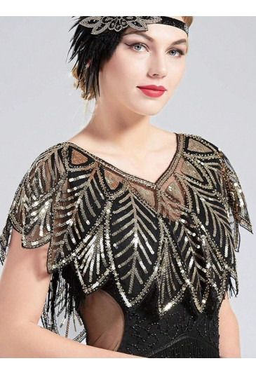 Sequin Embellished Gatsby Art deco Shawl Bolero