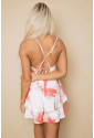 Criss Cross Backless Tiered Flounce Sleeveless Romper