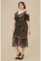 Black flapper  vintage flapper Gatsby seqiuns dress