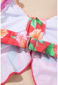 Floral Ruffle Trim Cutout Knotted One Piece Swimsuit