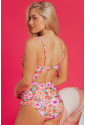 Floral Ruffle Trim Cutout Knotted One Piece Swimsuit