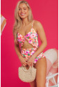 Floral Ruffle Trim Cutout Knotted One Piece Swimsuit