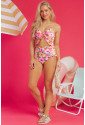 Floral Ruffle Trim Cutout Knotted One Piece Swimsuit