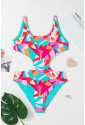 Abstract Geometry Print Daring Cutout Reversible One Piece Swimsuit