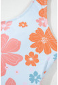 Orange Floral Patchwork Backless One Piece Swimsuit