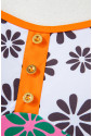 Orange Floral Colorblock Buttoned Décor Front Spaghetti Straps Teddy Swimsuit