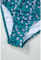 Blue Floral Print Smocked Cute Bikini Set