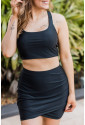 Black Crossover Bikini Tank and Skort Swimwear