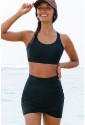 Black Crossover Bikini Tank and Skort Swimwear