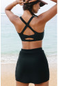 Black Crossover Bikini Tank and Skort Swimwear