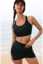 Black Crossover Bikini Tank and Skort Swimwear