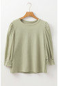 Elegant Green Textured Round Neck Blouse