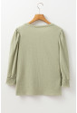 Elegant Green Textured Round Neck Blouse