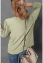 Elegant Green Textured Round Neck Blouse