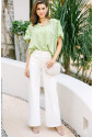 Elegant Green Textured Round Neck Blouse