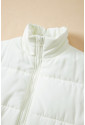 Beige Zipper Stand Neck Oversized Puffer Vest