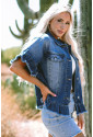 Raw Edge Ruffled Short Sleeve Denim Jacket