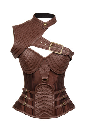 Exklusive brown steampunk corset Leather Spiral 