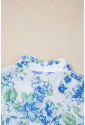 Sky Blue Floral Ruffle Sleeve Frilly Shirt
